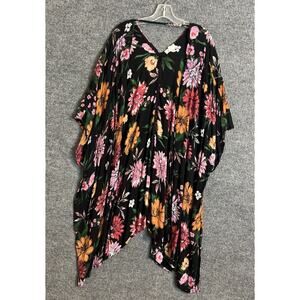 Love Is For Eternity Womens Long Kimono Size 3X Black Floral Boho Festival